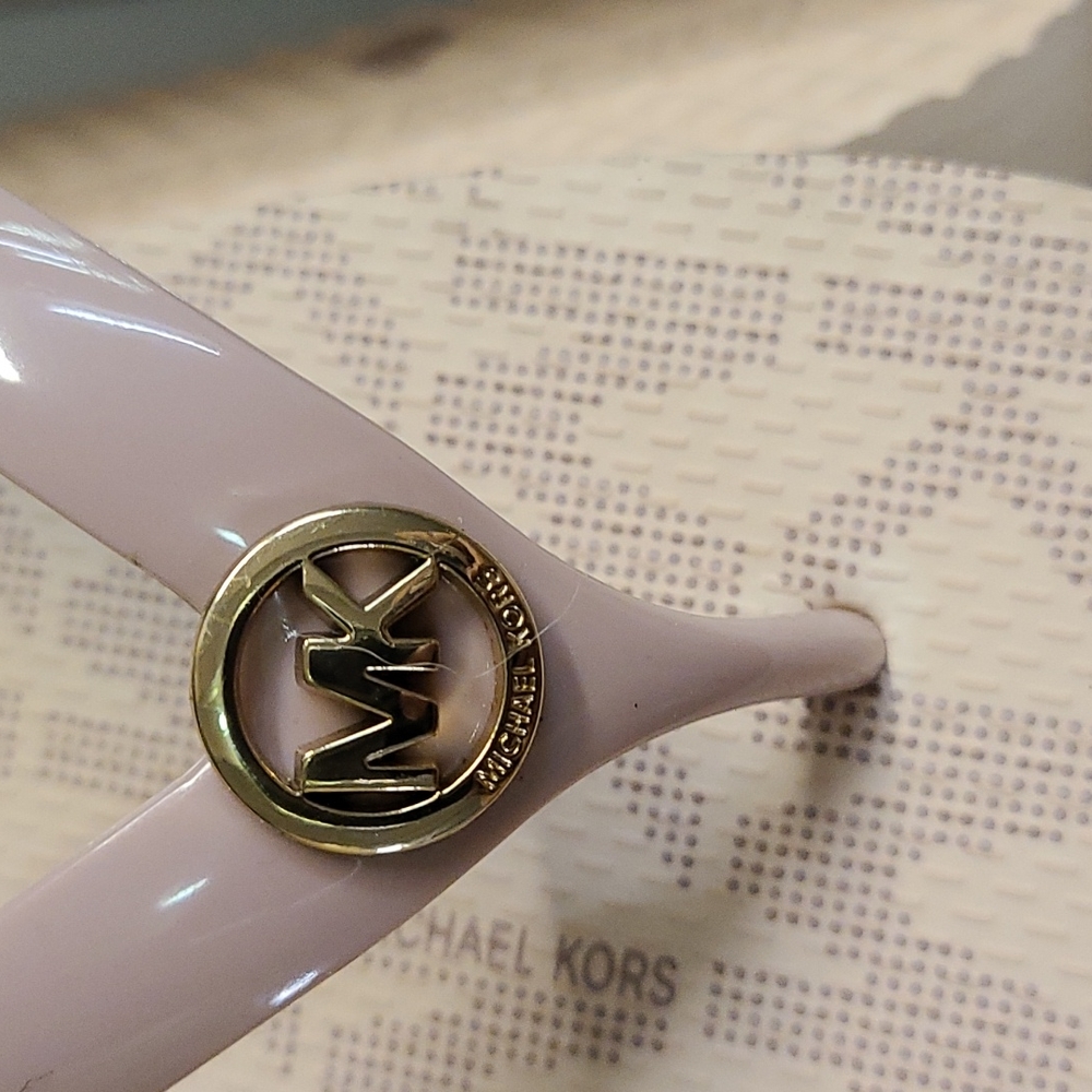 Nitb Michael Kors signature ballet pink MK logo jelly flip-flop - Picture 3 of 5